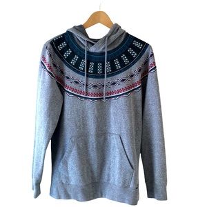 On The Byas Hoodie Mens Small Gray Pullover Adult Aztec Tribal Casual